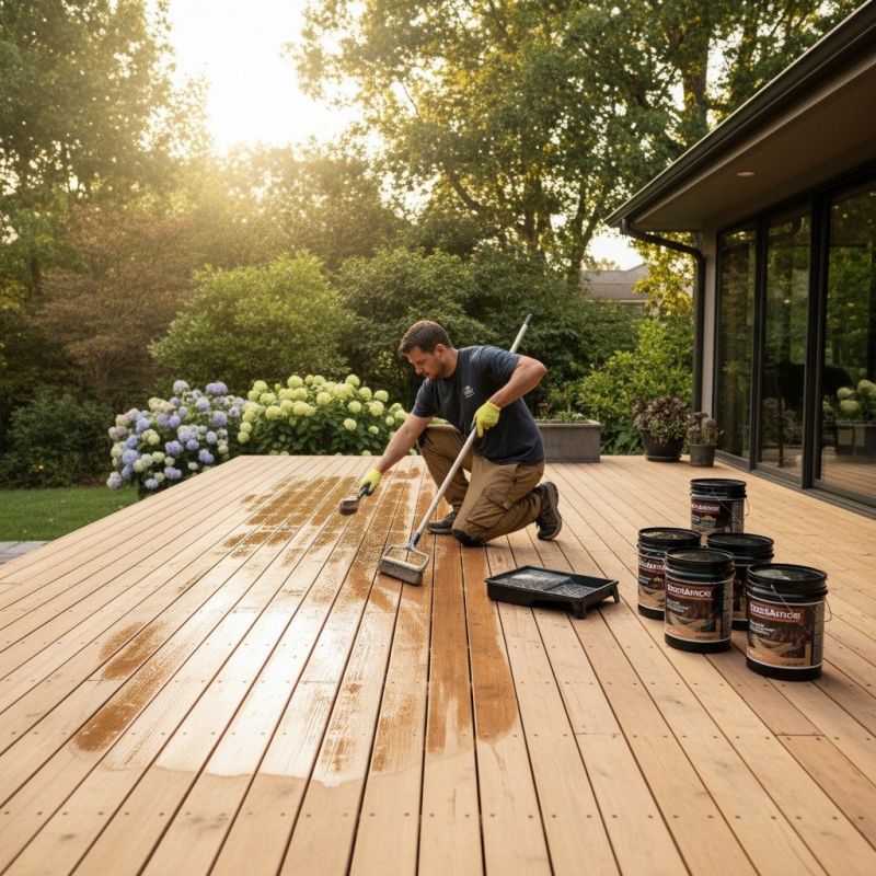 Local Wood Deck Staining pros at work